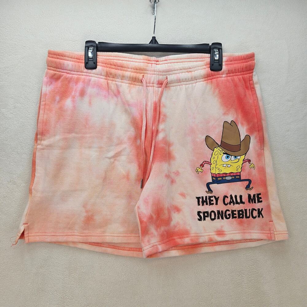 SPONGEBOB WOMEN'S XL ORANGE TIE DYE FLEECE SHORTS